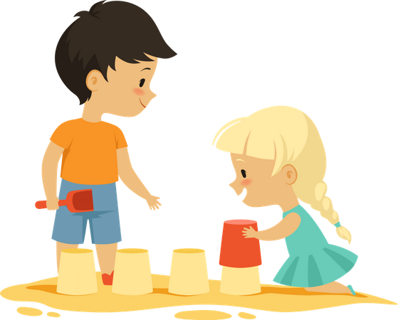 Kids playing sandbox  Illustration