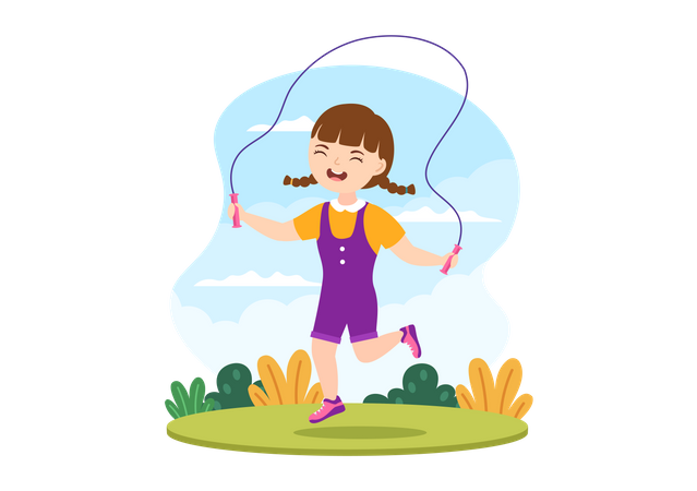 Kids Playing Skipping Wear Sportswear in park  Illustration