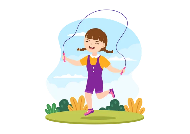 Kids Playing Skipping Wear Sportswear in park  Illustration