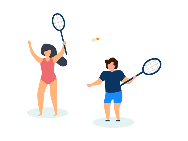 Kids playing tennis Illustration