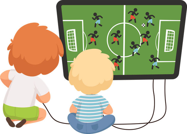 Kids Playing Video Games  Illustration