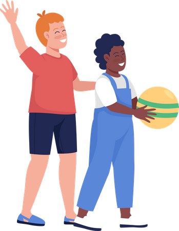 Kids playing with ball  イラスト