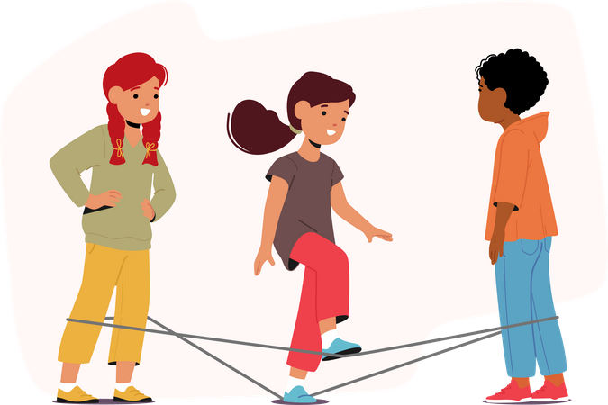 Kids Playing With Jumping Rope  Illustration