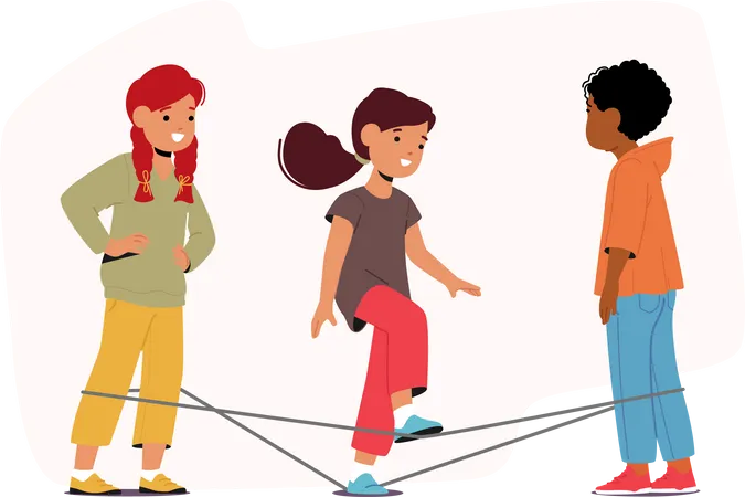 Kids Playing With Jumping Rope  Illustration