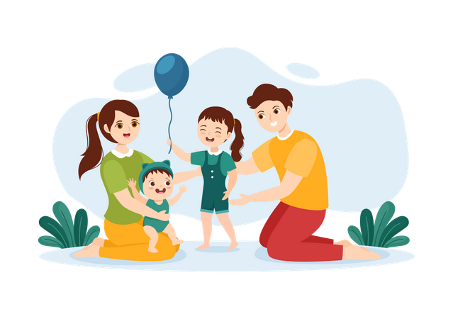 Kids Playing with Parents  Illustration