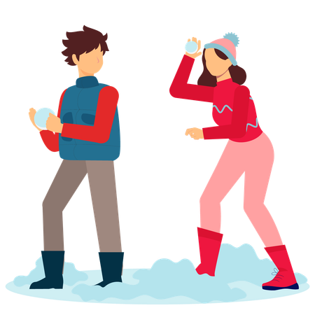 Kids playing with snowball  Illustration