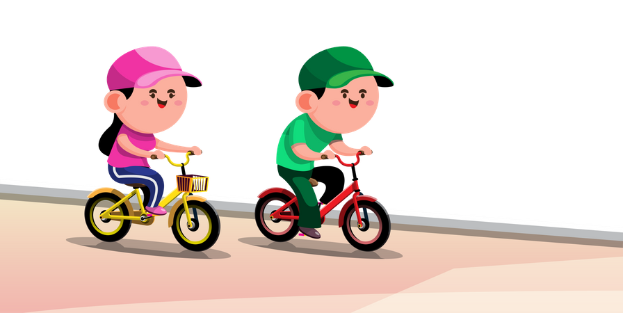 Kids riding bicycle Illustration