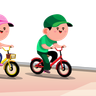kids riding bicycle illustration