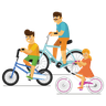 kids riding bicycle illustration