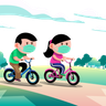 kids racing bicycle illustration free download