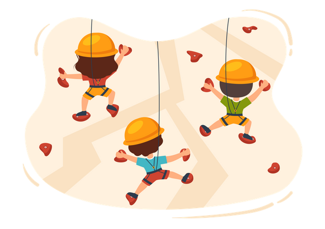 Kids rock climbing  Illustration