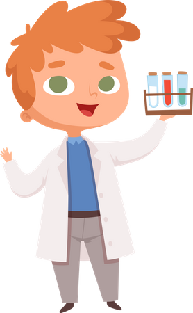 Kids scientist holding test tube  Illustration