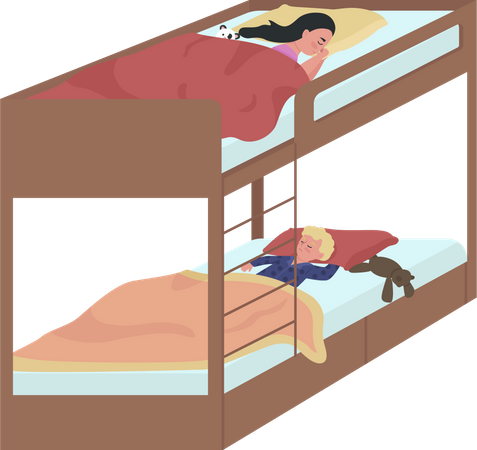 Kids sharing bunk bed for sleeping  Illustration