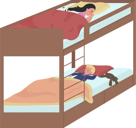 Kids sharing bunk bed for sleeping  Illustration