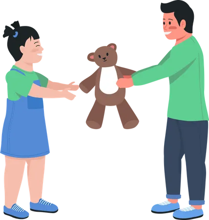 Kids sharing toy  Illustration