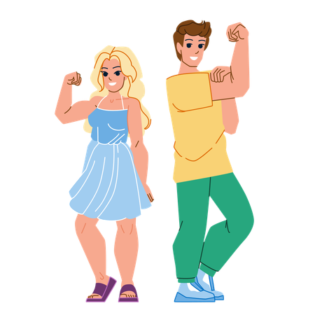 Kids show their muscle strength  Illustration