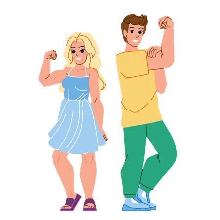 Kids show their muscle strength  Illustration