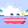 sitting in boat illustrations free