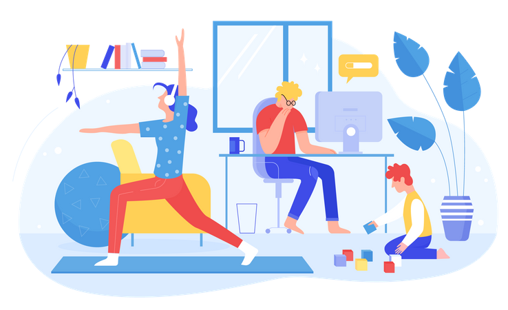 Kids spending time at home  Illustration