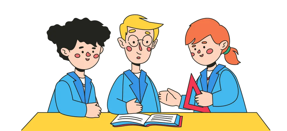 Kids studying together  Illustration