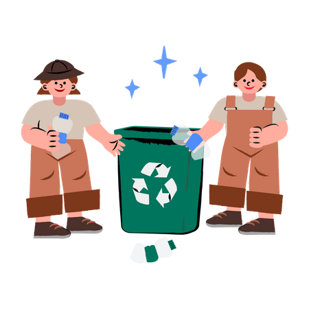 Kids throwing garbage  Illustration