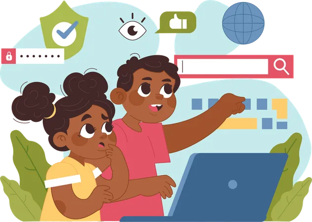 Kids using internet  Illustration