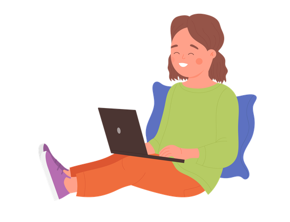 Kids using laptop  Illustration
