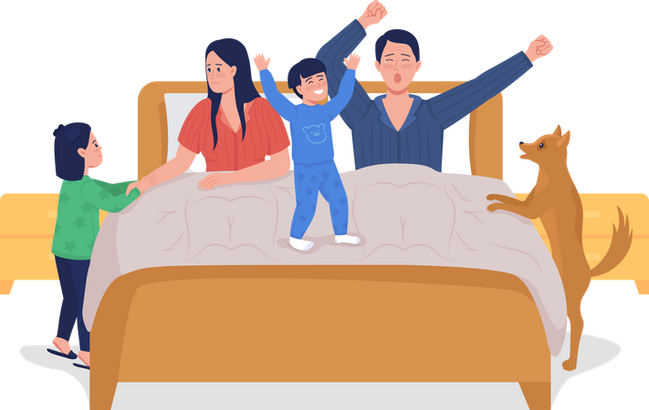 Kids waking up parents  Illustration