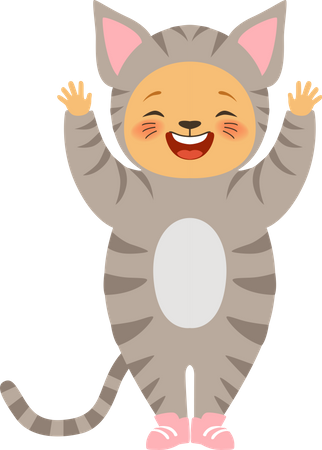 Kids wearing cat costume  Illustration