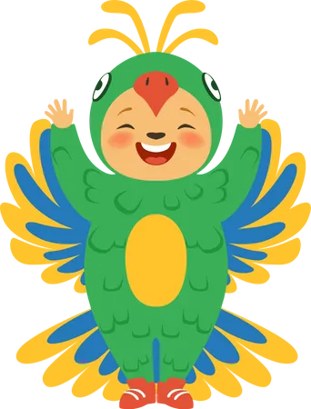 Kids wearing parrot costume  Illustration