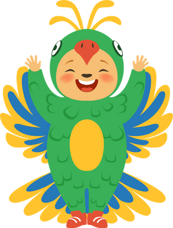 Kids wearing parrot costume  Illustration