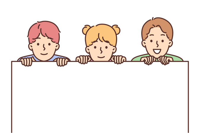 Kids with blank board  Illustration