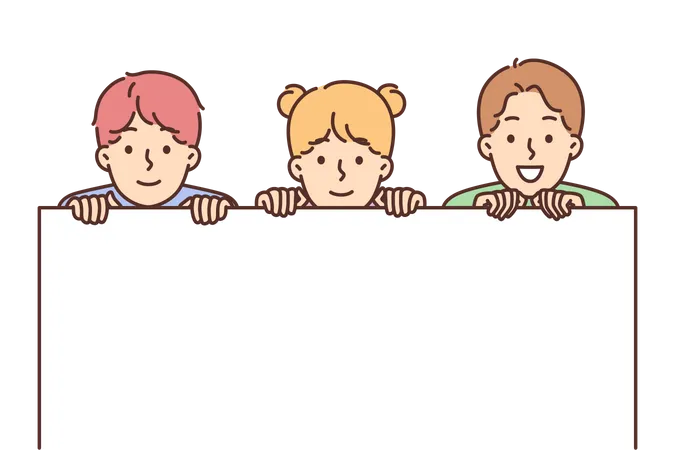 Kids with blank board  Illustration