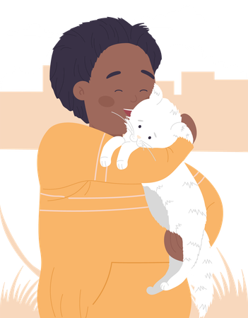 Kids With Pets  Illustration