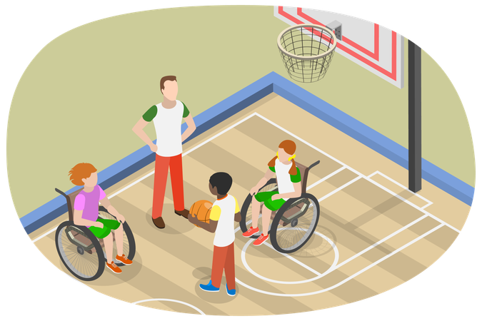 Kids With Physical Disability  Illustration