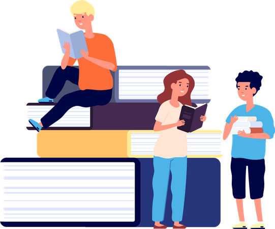 Kids with textbooks  Illustration