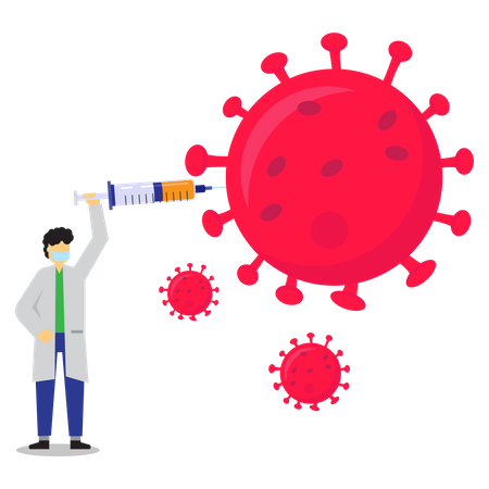 Kill corona with vaccine  Illustration