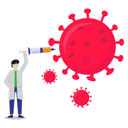 Kill corona with vaccine  Illustration