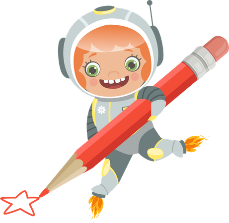 Kind-Astronaut mit Stift  Illustration