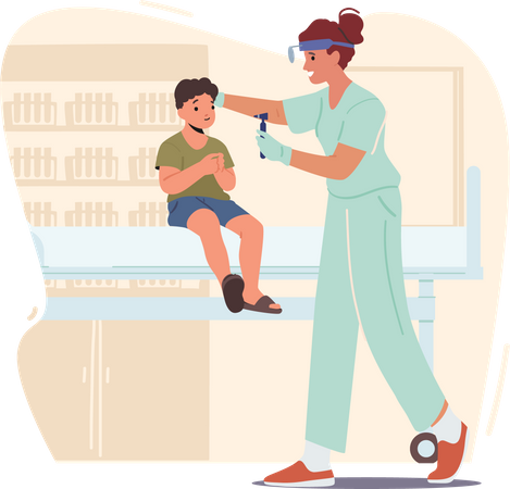 Kind bei Arzttermin im Krankenhaus  Illustration