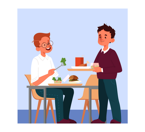 Kind beim Mittagessen  Illustration