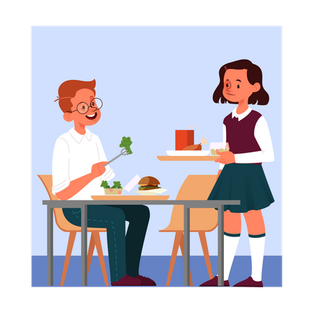 Kind beim Mittagessen  Illustration