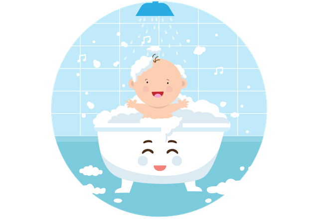 Kind genießt die Badewanne  Illustration