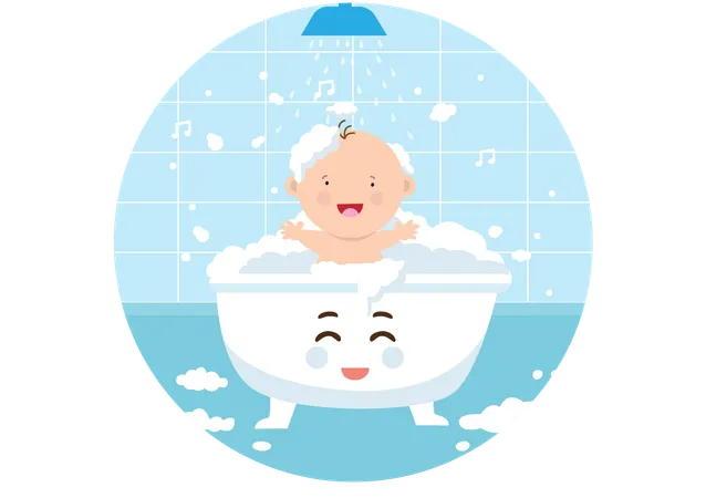 Kind genießt die Badewanne  Illustration