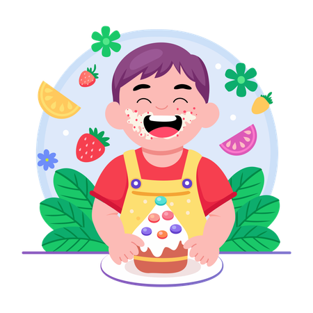 Kind isst Cupcake  Illustration