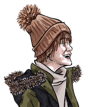 Lachender Junge in Winterkleidung  Illustration