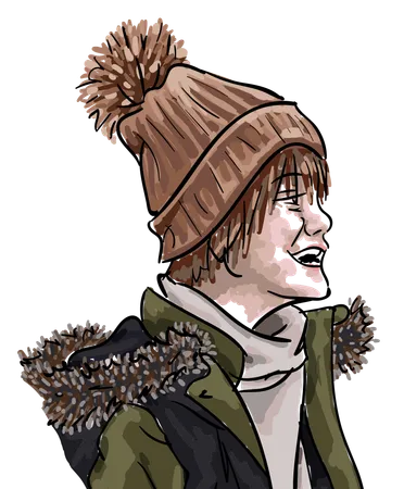 Lachender Junge in Winterkleidung  Illustration