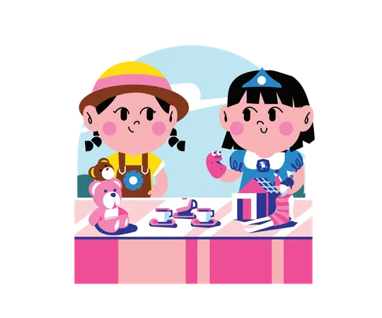 Kind spielt mit Spielzeug  Illustration