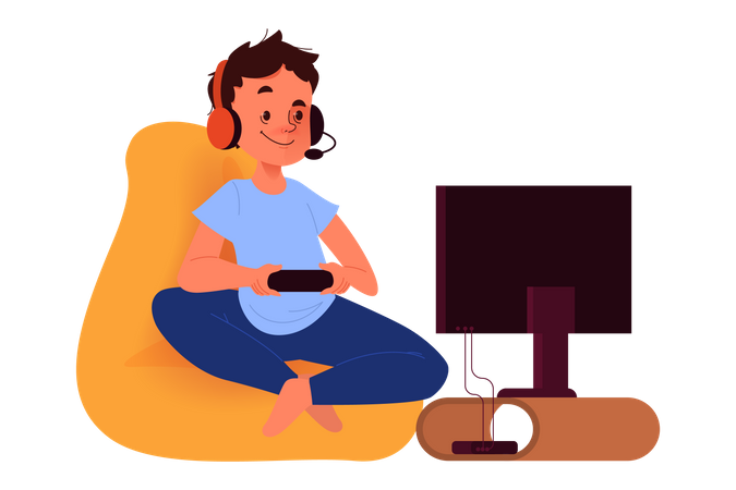 Kind spielt Videospiel  Illustration