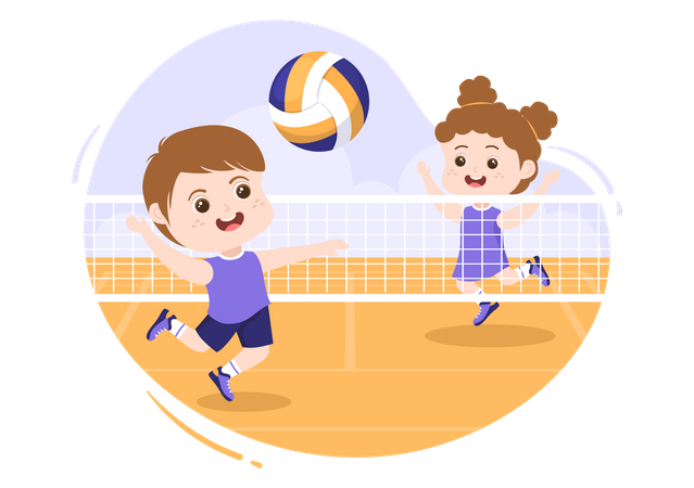 Kind spielt Volleyball  Illustration